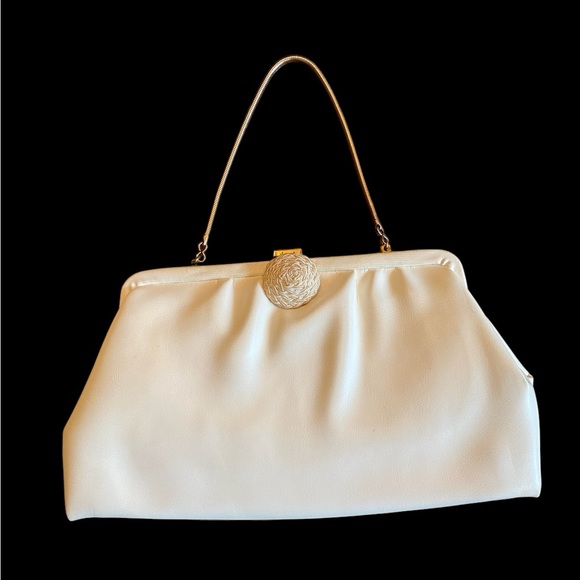 Vintage White Handbag 10.25” wide x 6” tall shows some signs of wear GVC - Picture 1 of 5